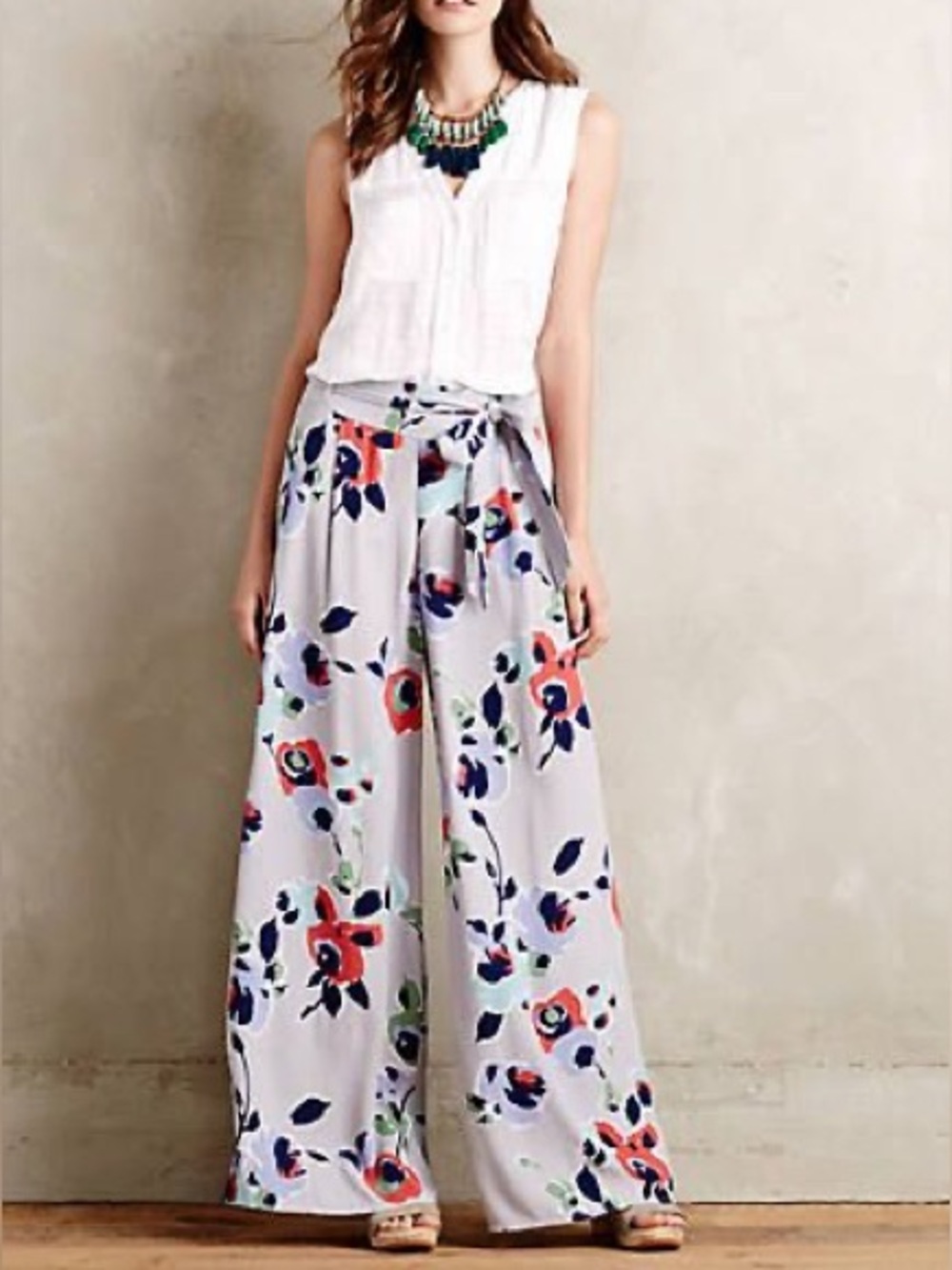 Elevenses Anthropologie Ambrosia Floral Palazzo Pants